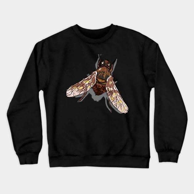 Bugs-11 Brown Fly Crewneck Sweatshirt by Komigato